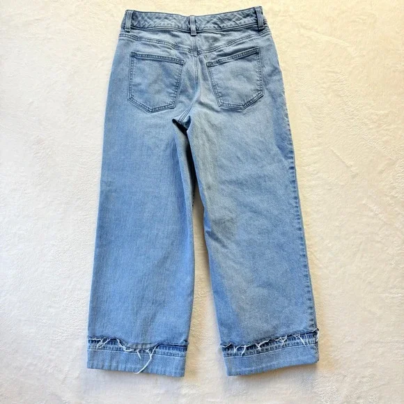 Talbots Jeans Women Sz 4 Petite Wide Leg Trouser Light Wash Frayed Hem Denim - Picture 10 of 12